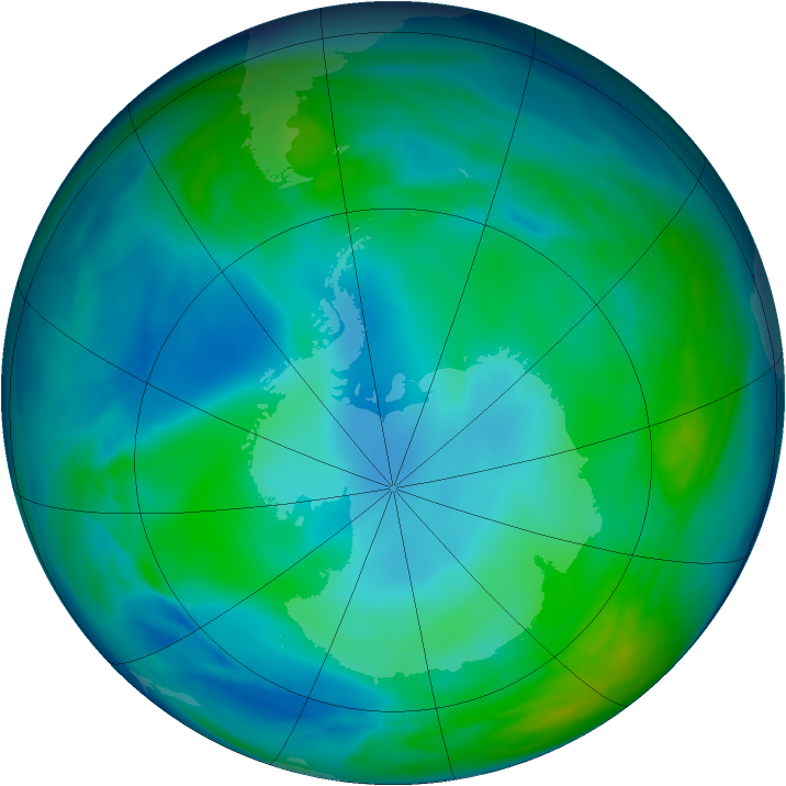 Antarctic ozone map for 17 May 2005